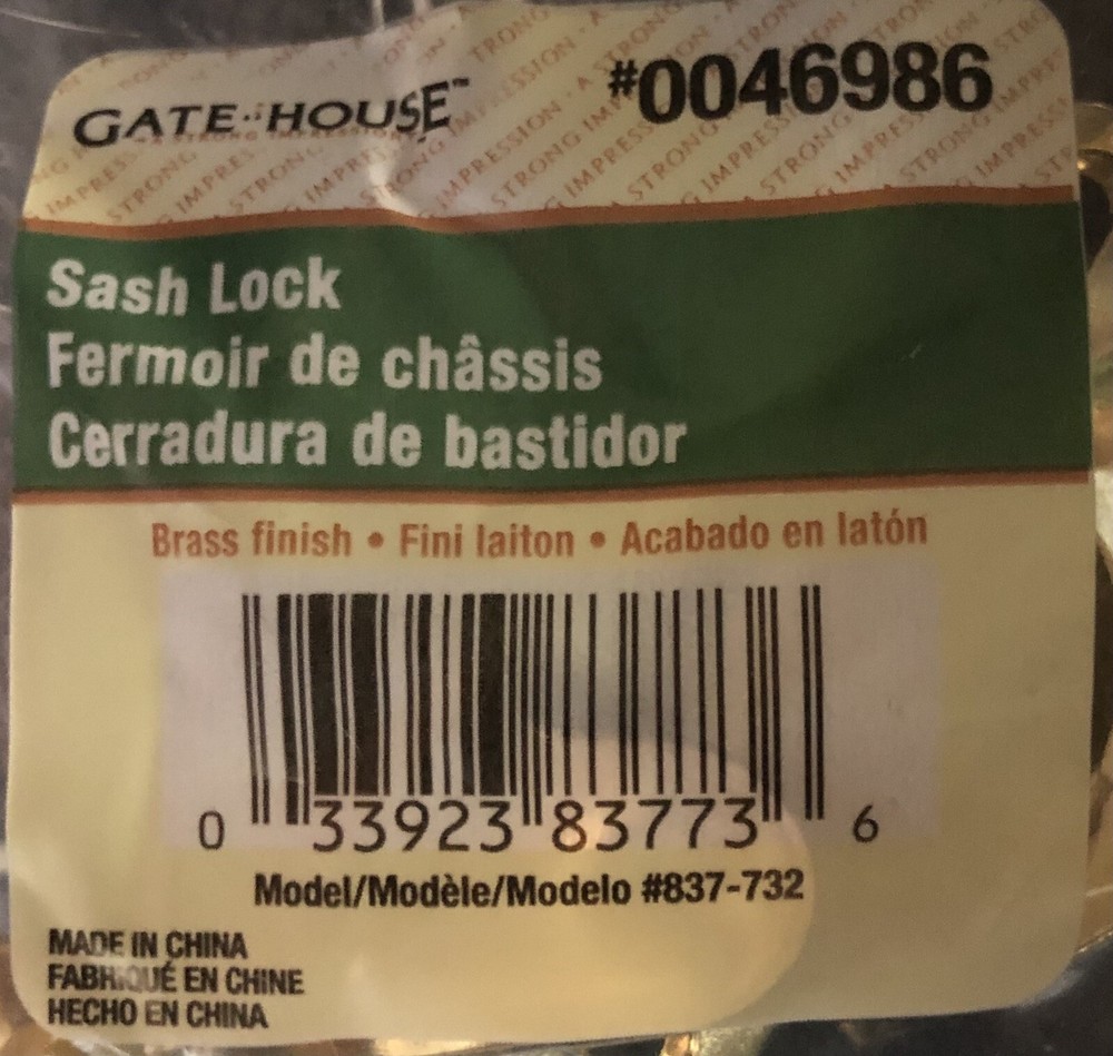Gatehouse Gold Sliding Window Sash Lock Replacement Model# 837732