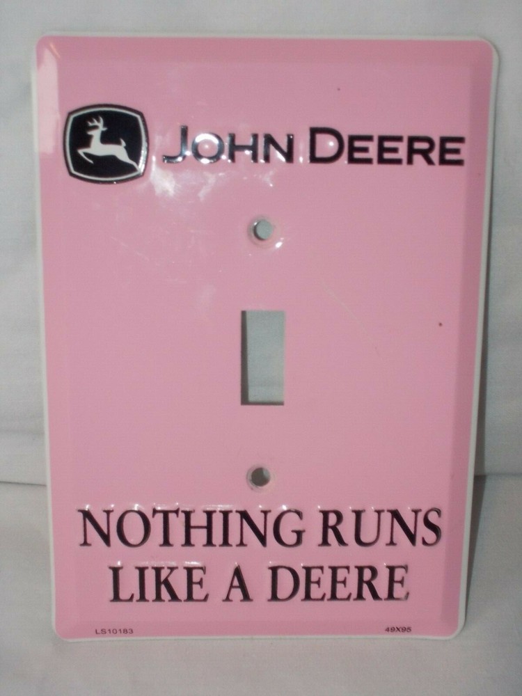 Pink John Deere Metal Light Switch Cover