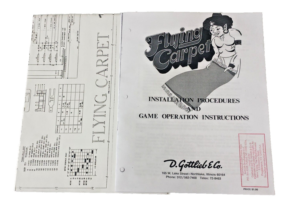 Flying Carpet Set Gottlieb Pinball manual & Schematic