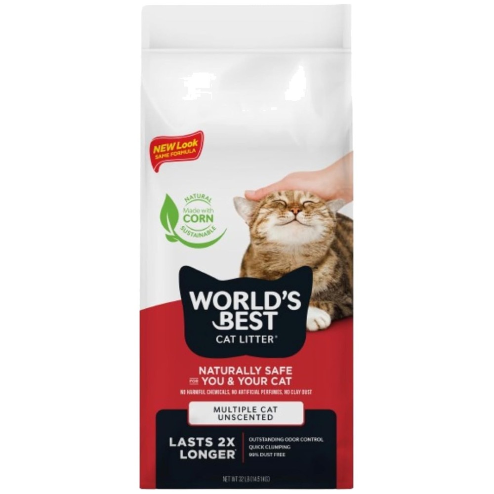 Natural Corn Cat Litter, 32 lbs - Unscented, Quick Clumping