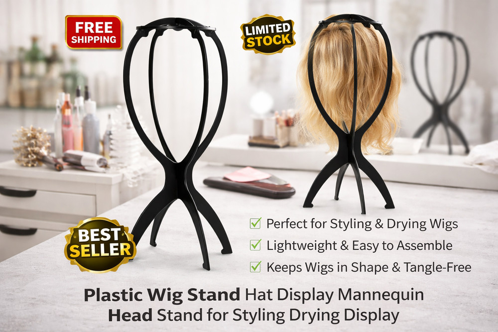 Plastic Wig Stand Hat Display Mannequin Head Stand for Styling Drying Display