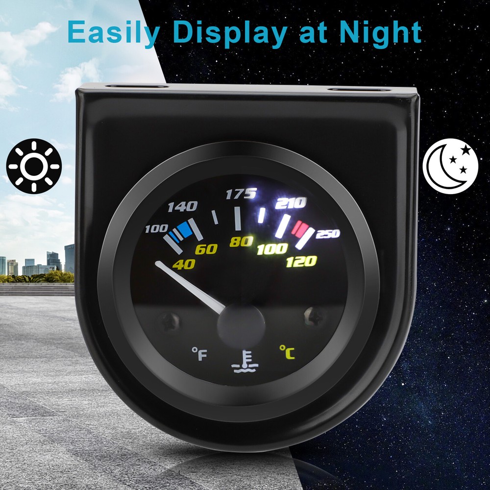 2'' 52mm Pointer Car Water Temp Temperature Gauge White light ℃&℉ with Sensor