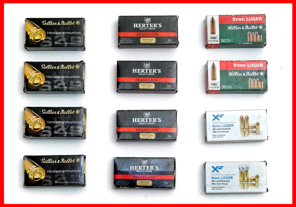 12 - EMPTY - SUPER COMPACT 50 Round 9mm Cartridge Boxes