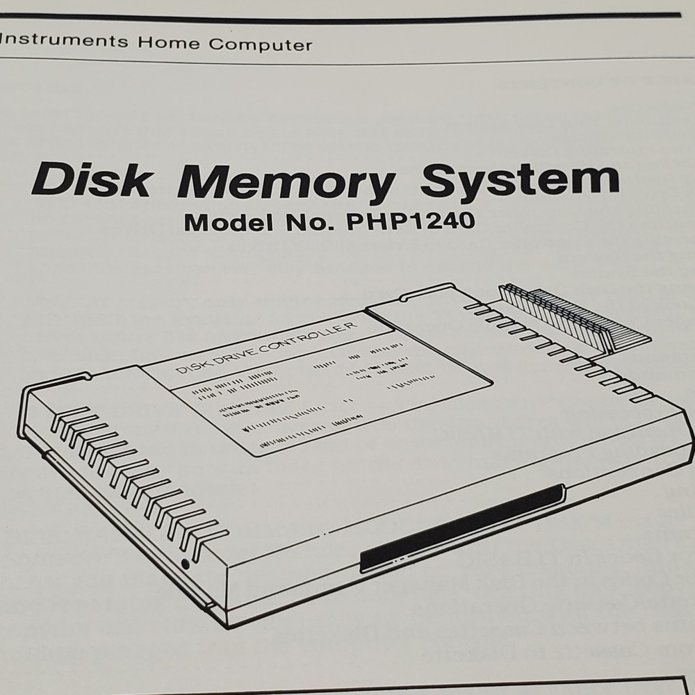 Texas Instruments TI Home Computer PHP1240 Disk Memory System Manual & Addendum