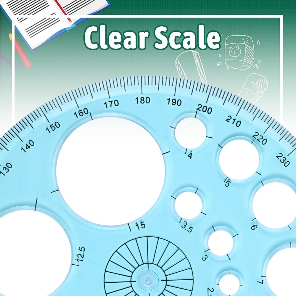2 Pcs Plastic Geometric Circle Template Stencil Drawing Ruler MultiFunction