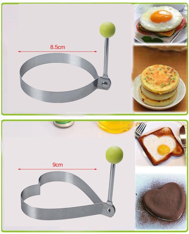Egg Pancake Rings,5pcs Fried Egg Molds in Star, Round, Heart Different Shaped...