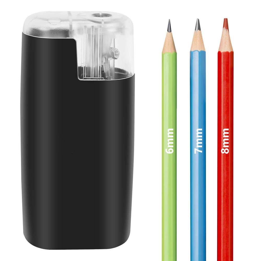 Portable Battery-Powered Electric Pencil Sharpener – Compact Design for Black