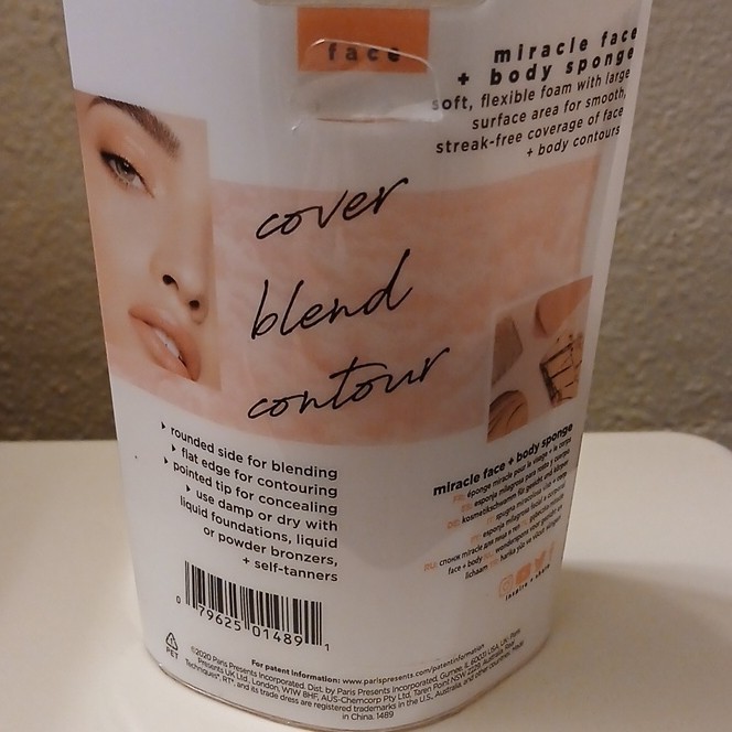 Real Techniques Miracle Face + Body Makeup Sponge Peach Reusable Multi-sided