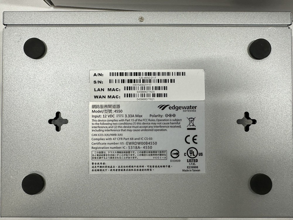 Edgewater Networks 4550 Series Enterprise Session Border Controller w/Mounts