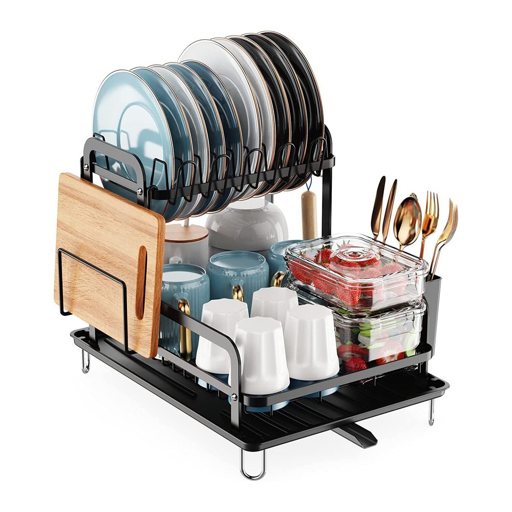 Dish Drying Rack -2 Tier Large Capacity Dish Rack-Dish Racks for Kitchen Counter