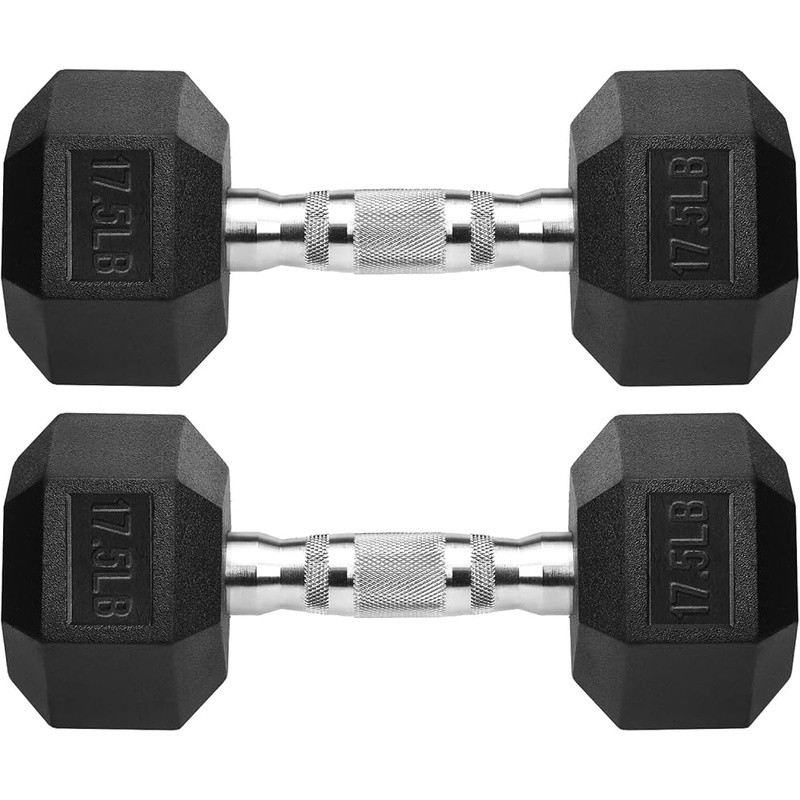 Rubber Hex Dumbbells Cast Iron Ergonomic Grip Weight Training Exercise New