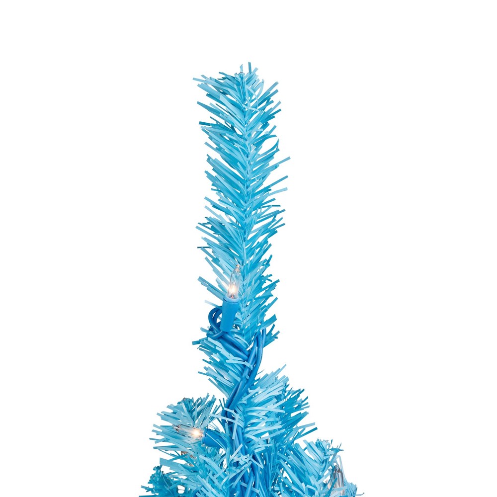 Pre-Lit Medium Artificial Pine Christmas Tree - 4' - Sky Blue - Clear Lights