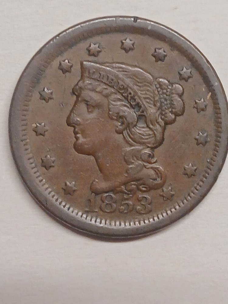 1853 braided hair large cent