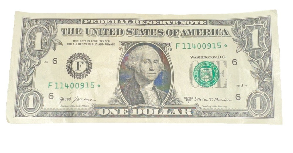 2017A $1 Dollar Bill With Stuck Digit Odometer Error on BOTH Serial Numbers!!