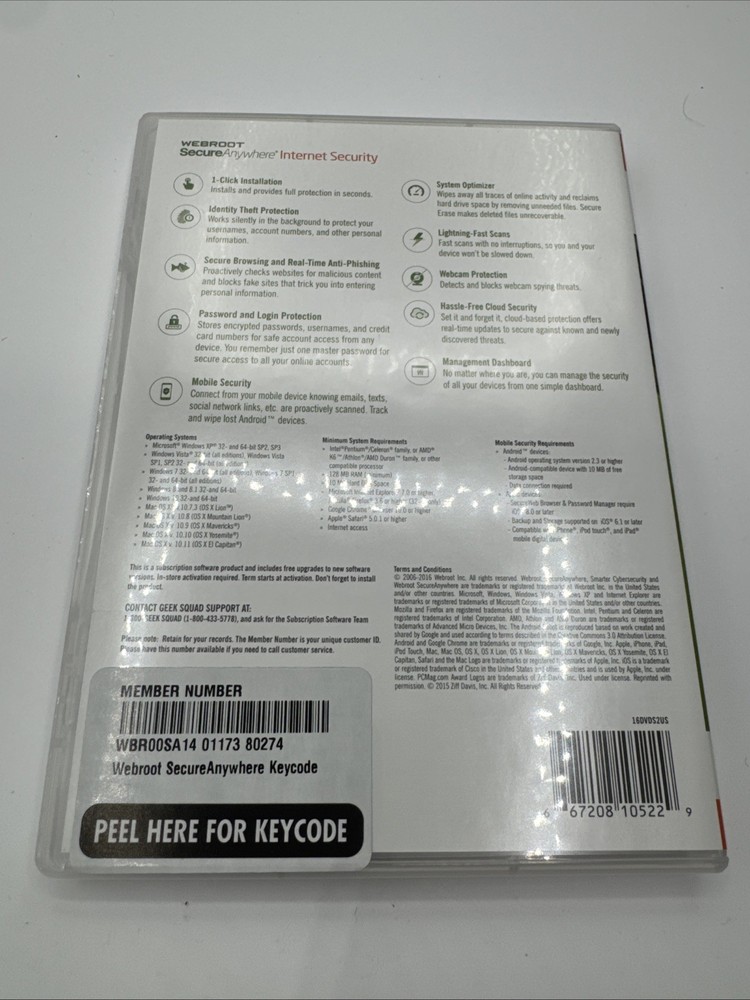 WebRoot Internet Security Disc New Sealed (A)