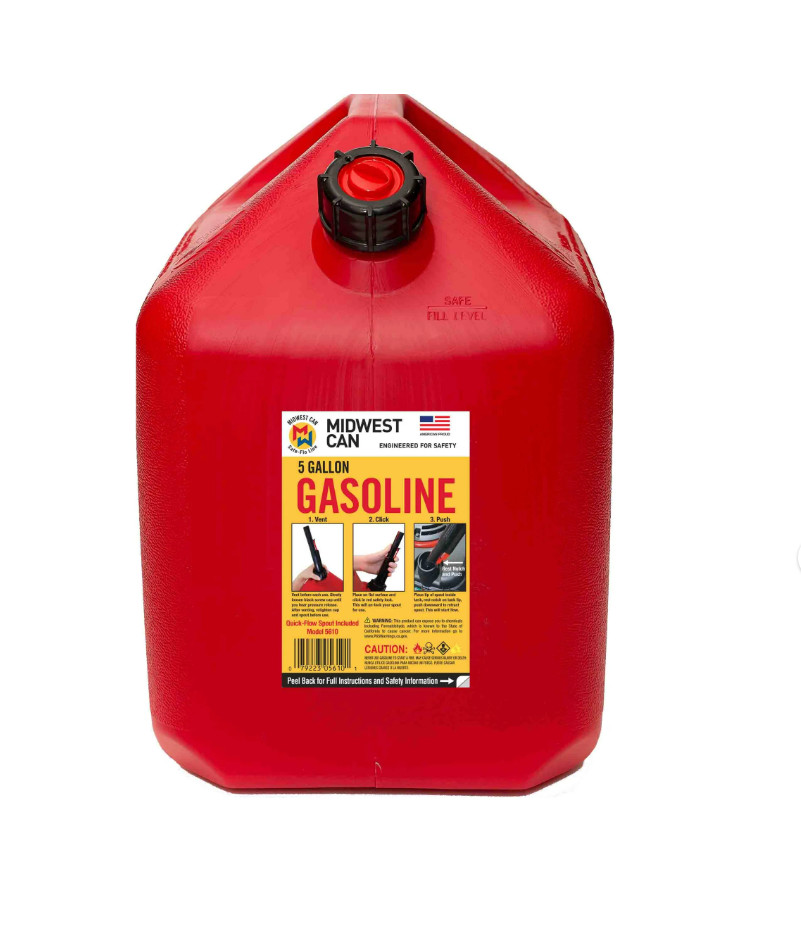 5 Gallon Capacity Gas Can with Flame Mitigation Device, Red , 2 pack