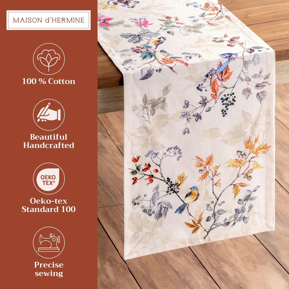 Maison d' Hermine Table Runner 100% Cotton Single Layer Table Runners 108 inches