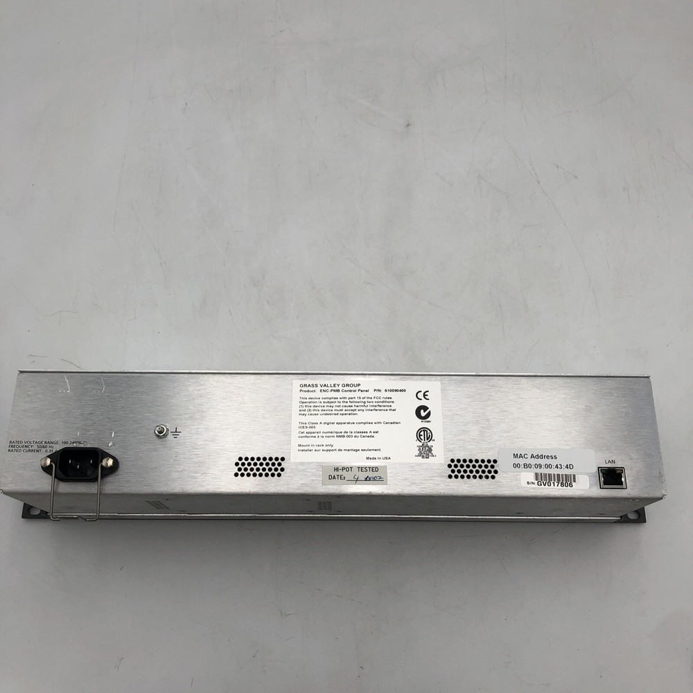 USED Grass Valley Encore/Prelude PMB Control Panel POWER TESTED READ B