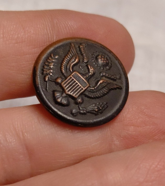 Antique WW1 U.S. Button (1901 - 1920) AM Button Co. Shield Raised