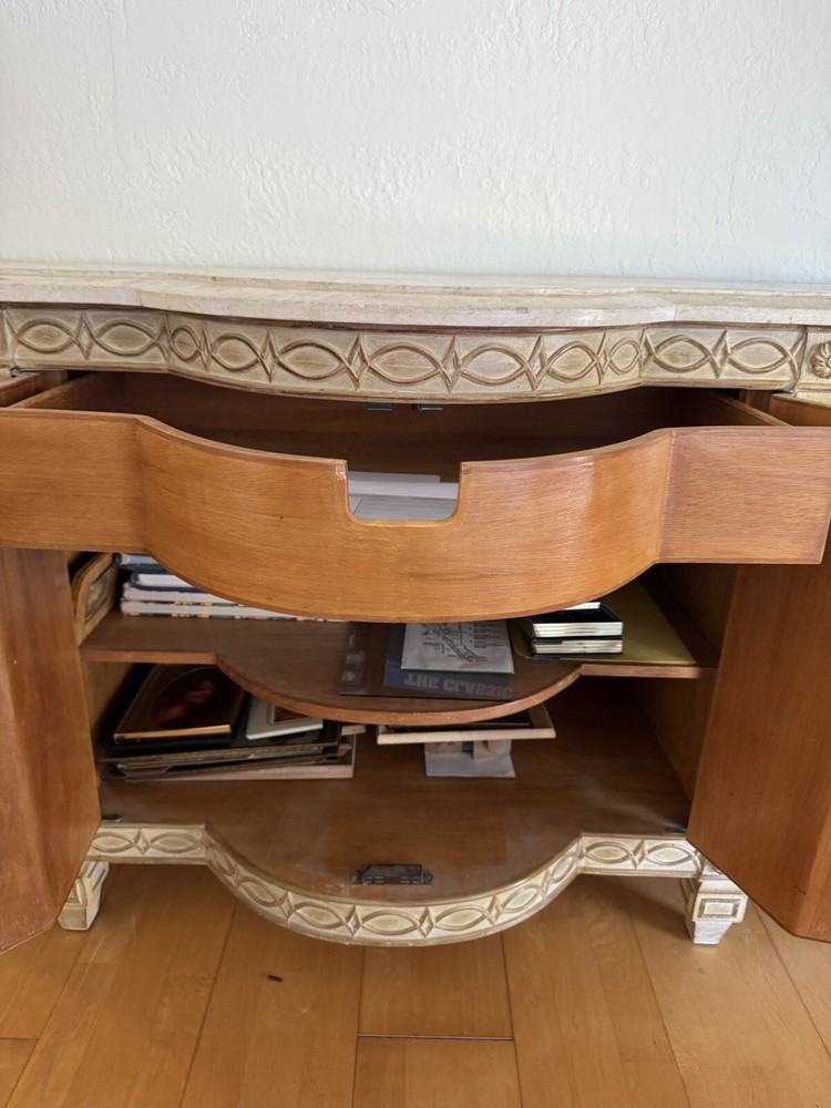 Vintage Drexel Credenza Sideboard Buffet with Marble Top