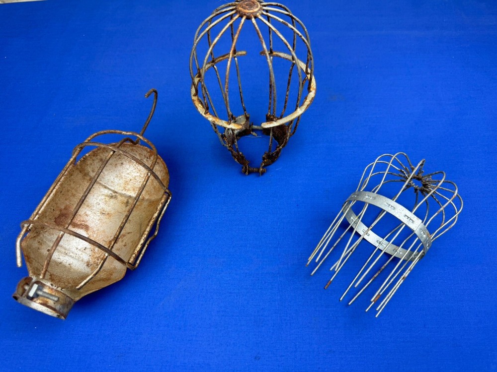 3 Vintage Lightbulb Cages, Each is Different