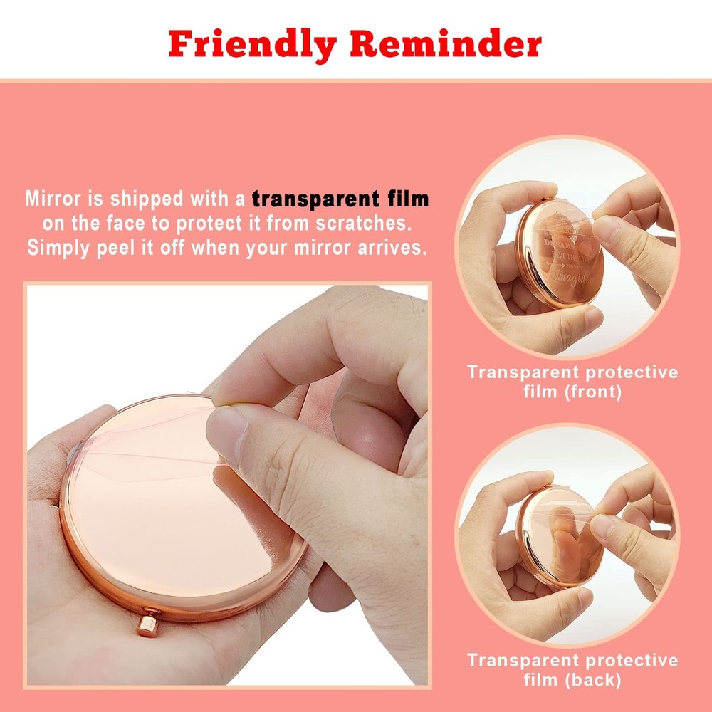 Compact Makeup Mirror - Rose Gold, 2.6 Inch, Double-Sided, Magnifying, Tablet...