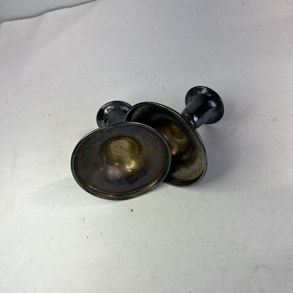 Vintage Pair Silver Plated Candle Stick Holders LL C