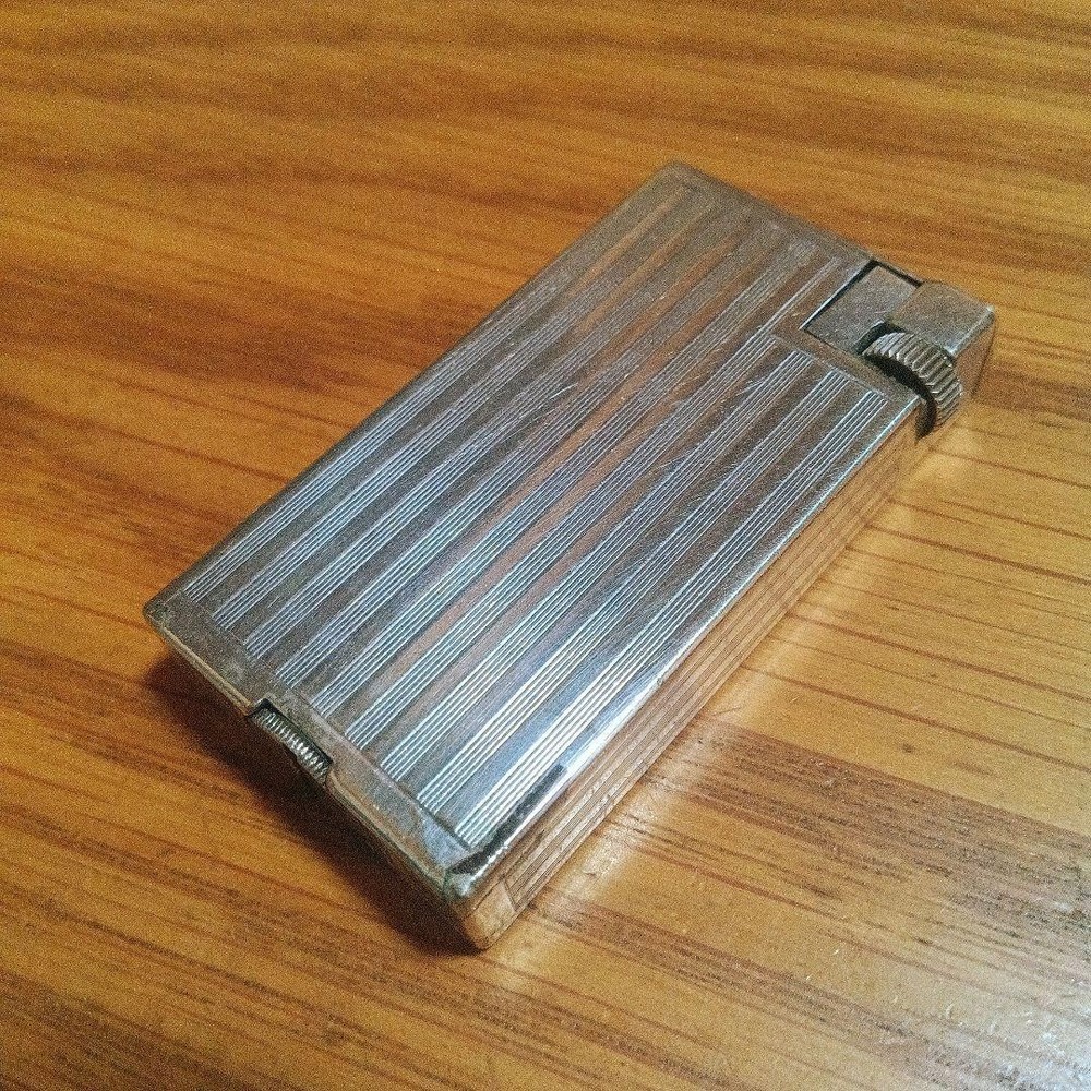 Working Dunhill Oil lighter silver Square Boy Long without box
