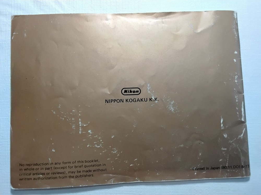 Original Nikon FE Instruction Users Manual-English