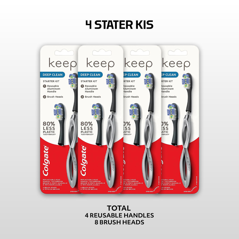 Colgate Keep Manual Toothbrush Whitening Starter Kit 2 Pack Replaceable