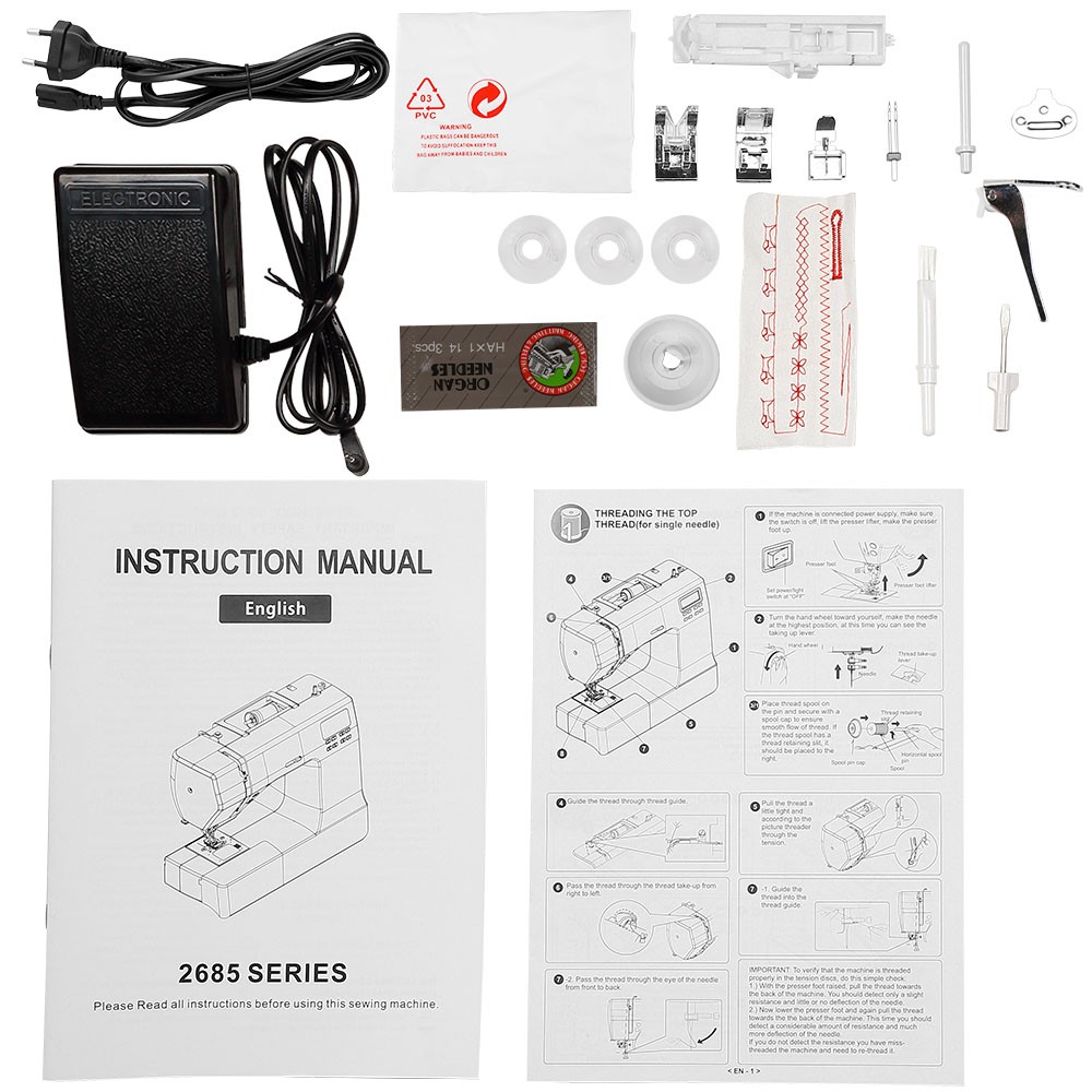 Portable Electronic Sewing Machine Computerized Mending Machine LCD Display