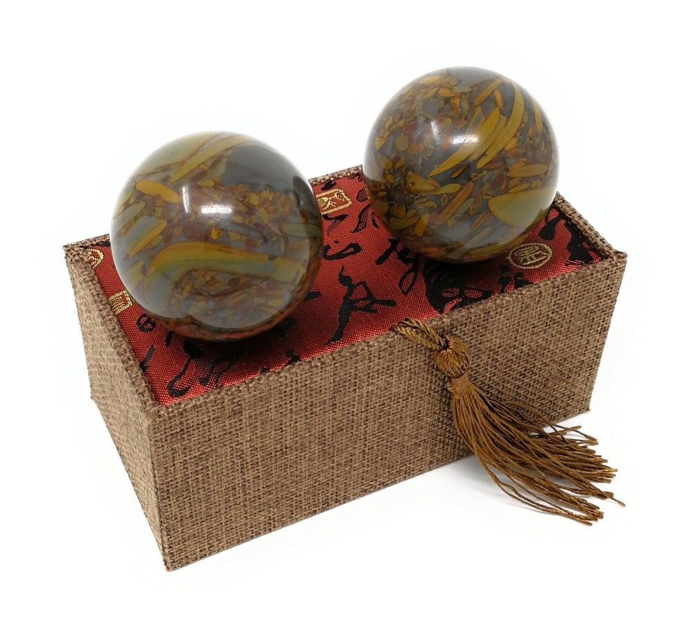 Bamboo Pattern Cyan Nuwa Marble Stone Chinese Healthy Exercise Massage Baoding