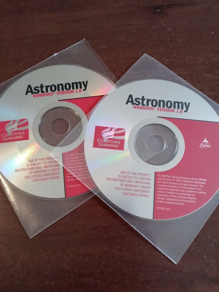Astronomy Windows Version 1.0 PC CD ROM-1999 Compton's Learning disc 1 and 2