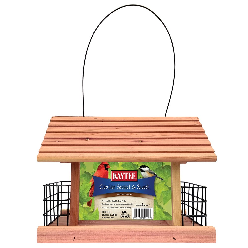 Kaytee Cedar Seed and Suet Feeder Wood Grain