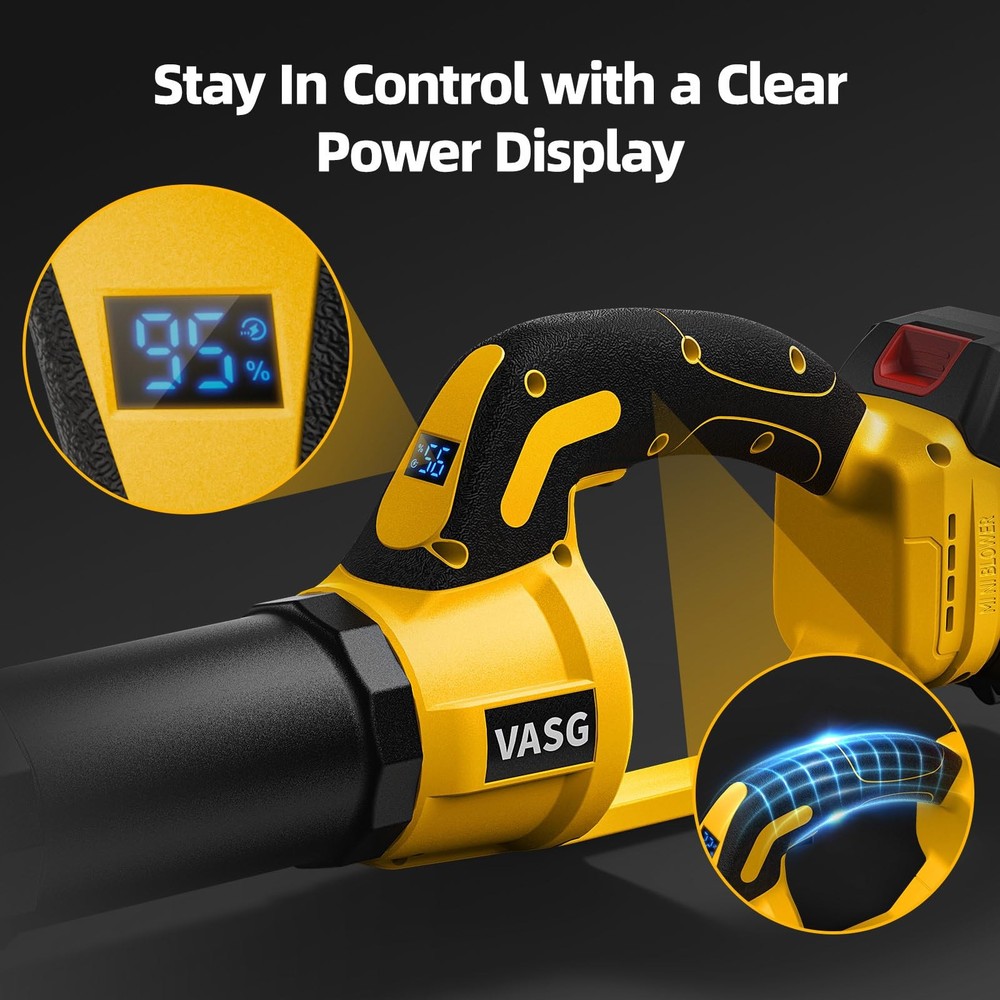 Leaf Blower Cordless – Lightweight Handheld Electric Leaf Blower with Variabl...