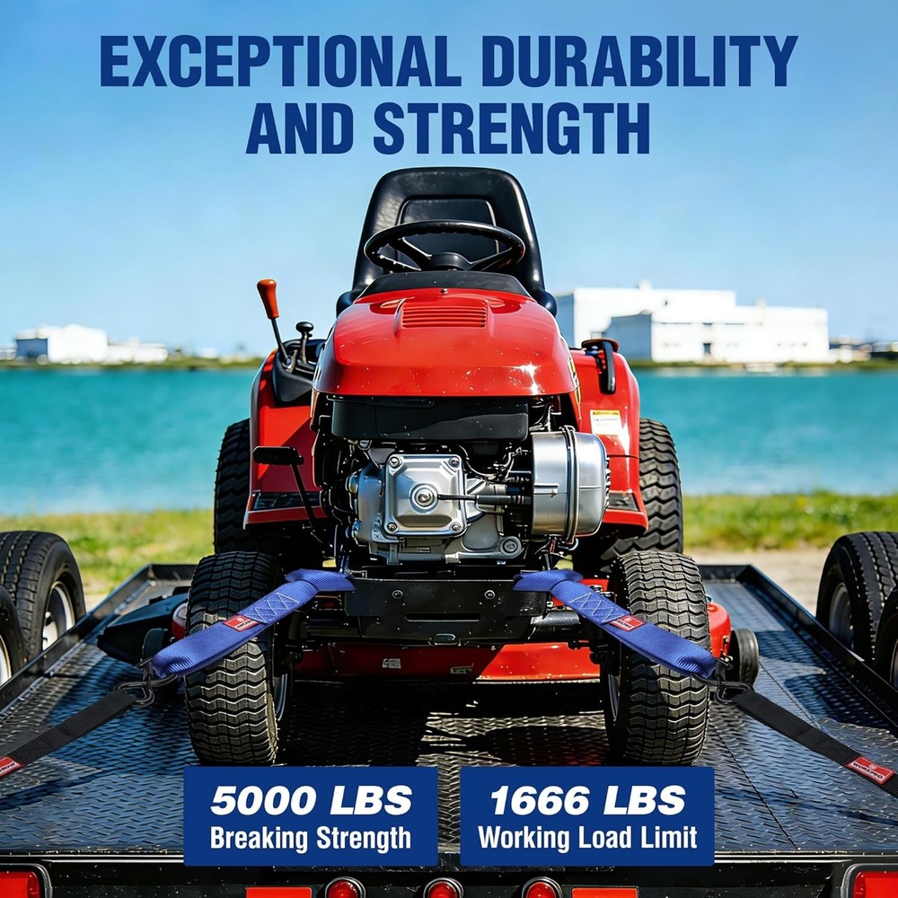 WORKPRO 4PC Heavy Duty Soft Loop Tie Down Straps 1.6"x17" 5000lbs Break Strength