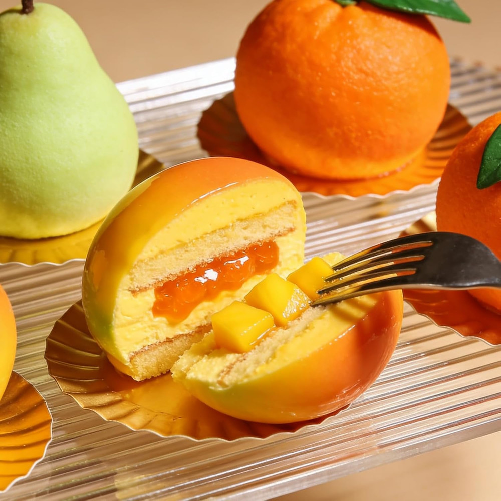 3D Mango Shape Cake Mold - 4 Cavity Fruit Pudding Mango Silicone Molds for Bakin