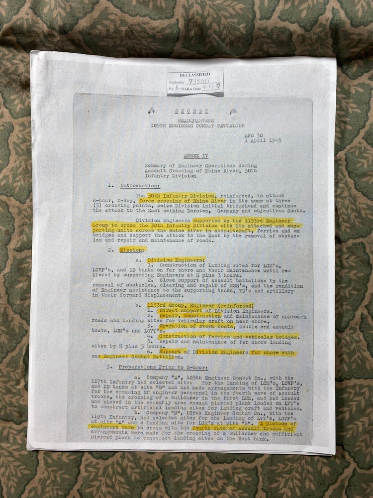 WWII After Action Reports Engineers 1944 - Lot