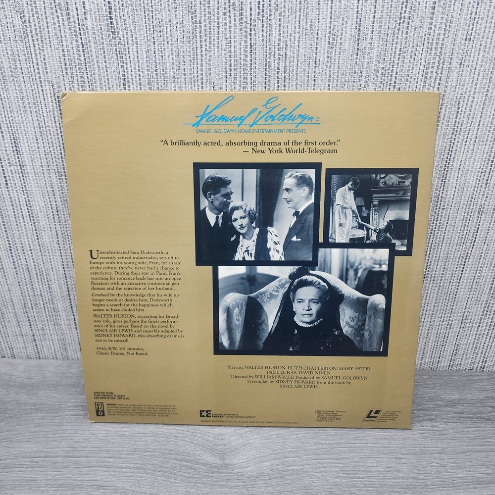 Laserdisc n * Dodsworth * Walter Huston Ruth Chatterton Paul Lukas