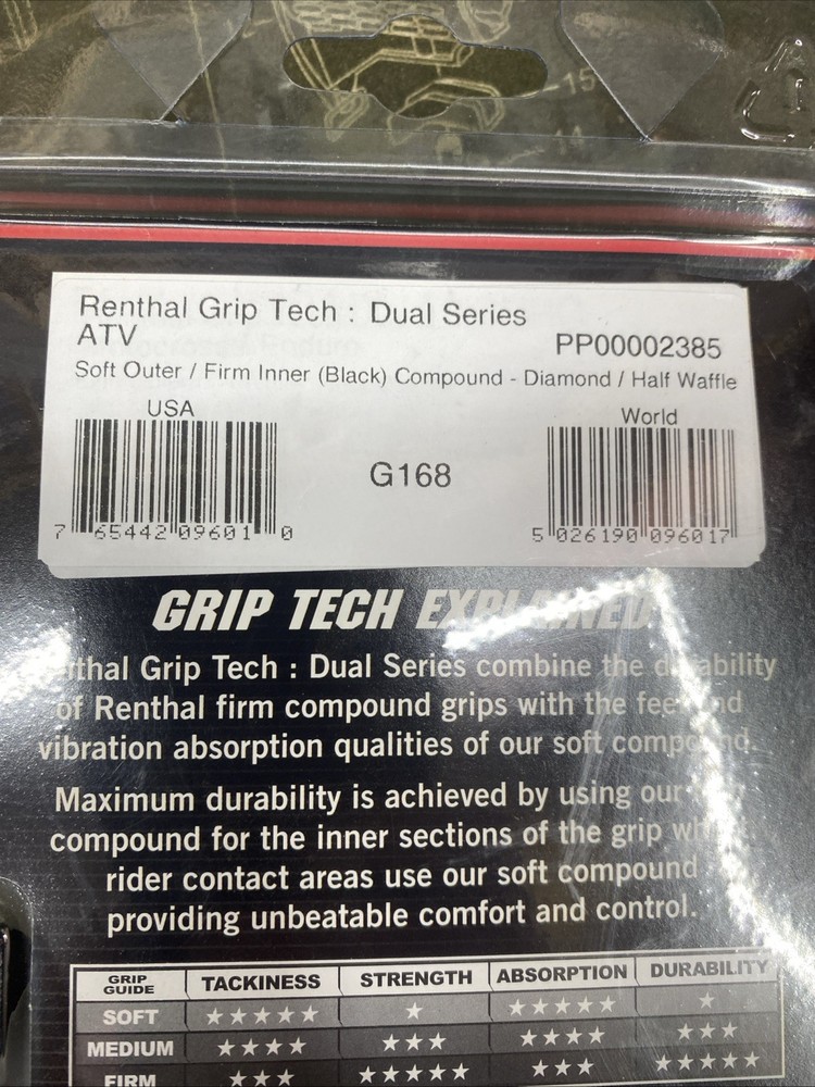 Renthal - G168 - Dual Compound ATV Grips, Black