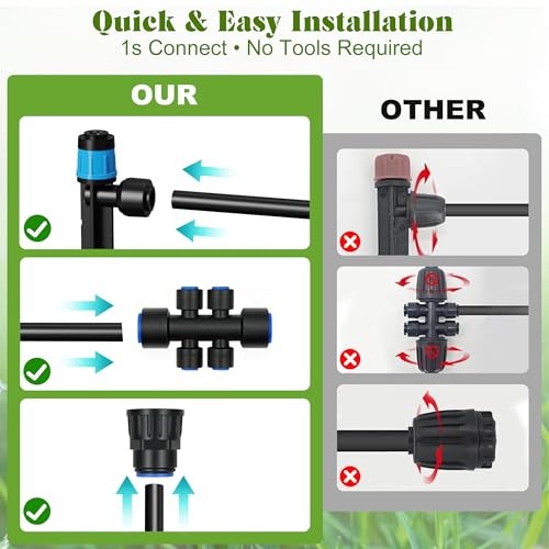 Drip Irrigation Kit for Garden, Automatic Watering System with Quick 60FT