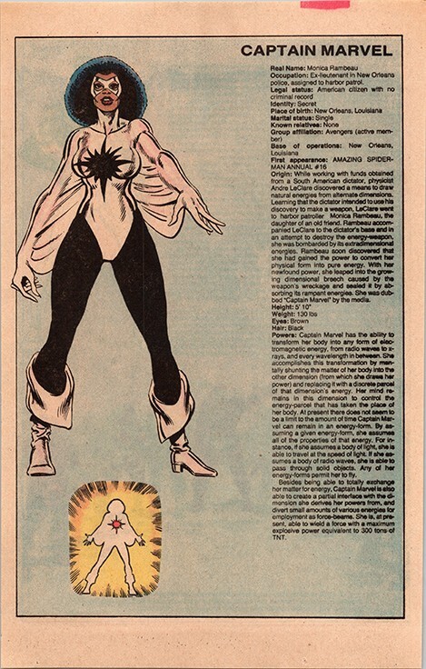 Captain Marvel Monica Rambeau - Handbook Marvel Universe - Framed Comic Page