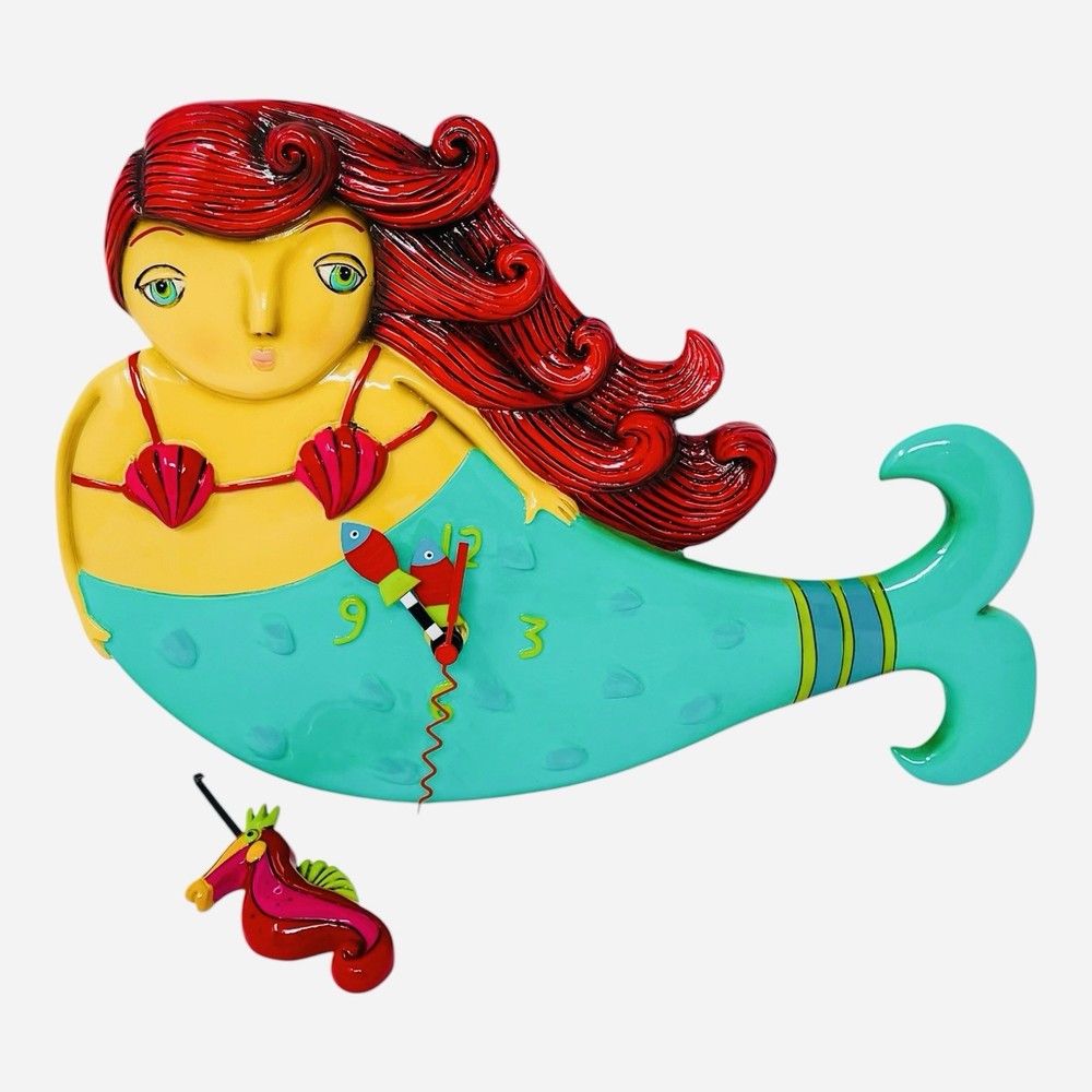 Allen Designs Ruby Whimsical Mermaid Pendulum Wall Clock