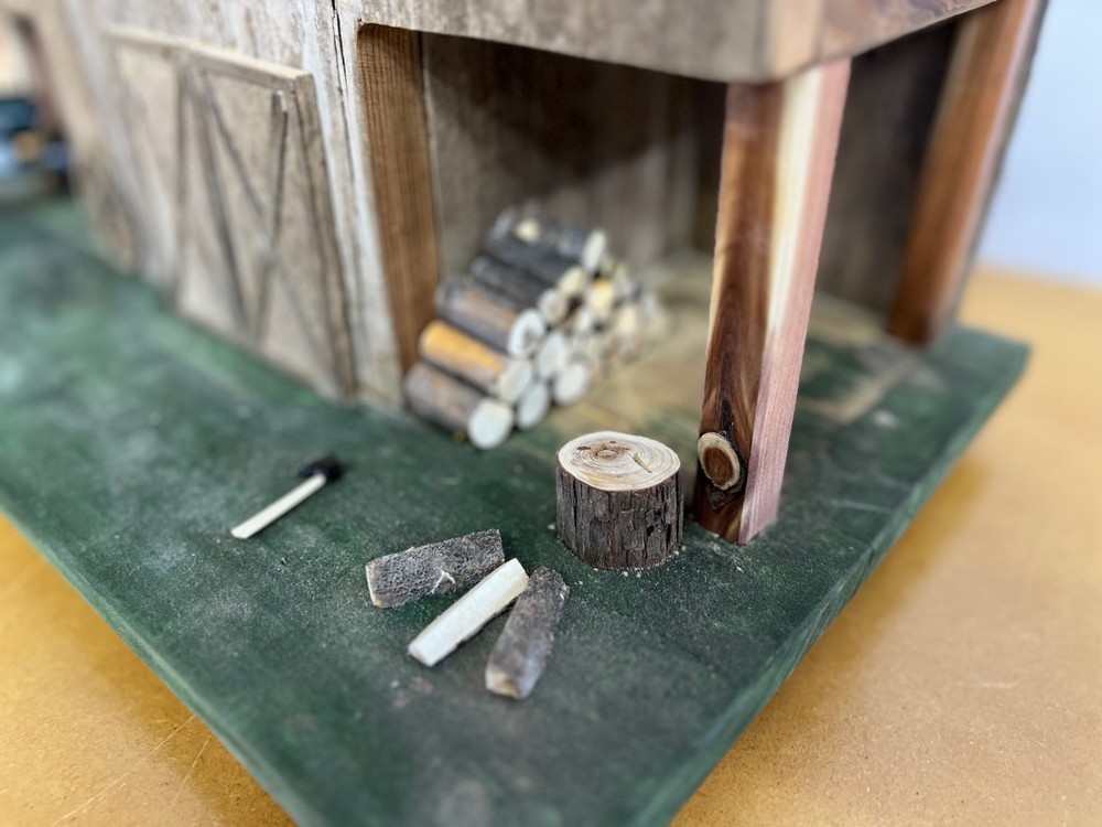 Handcrafted Rustic Barn Birdhouse with Tractor