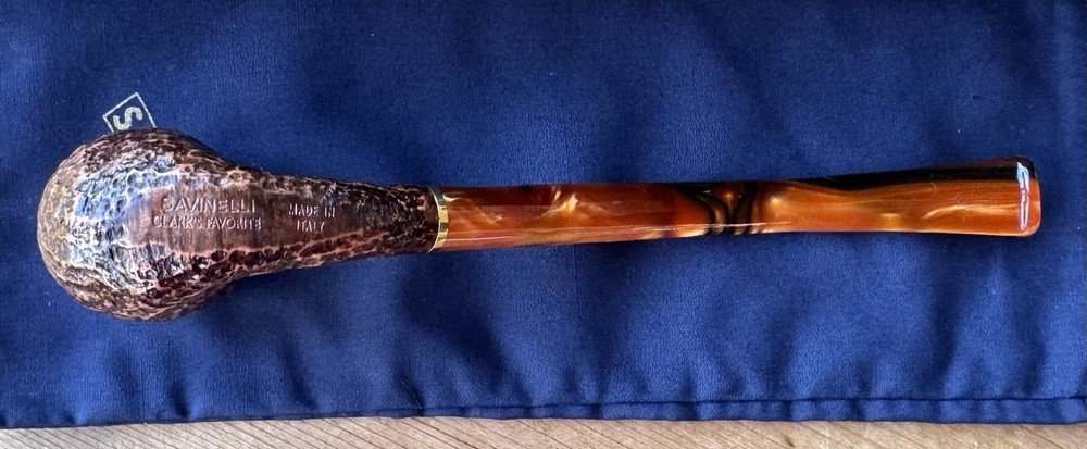 Savinelli Clark's Favorite Rusticated Bent Billiard (626) 6mm Filter Pipe
