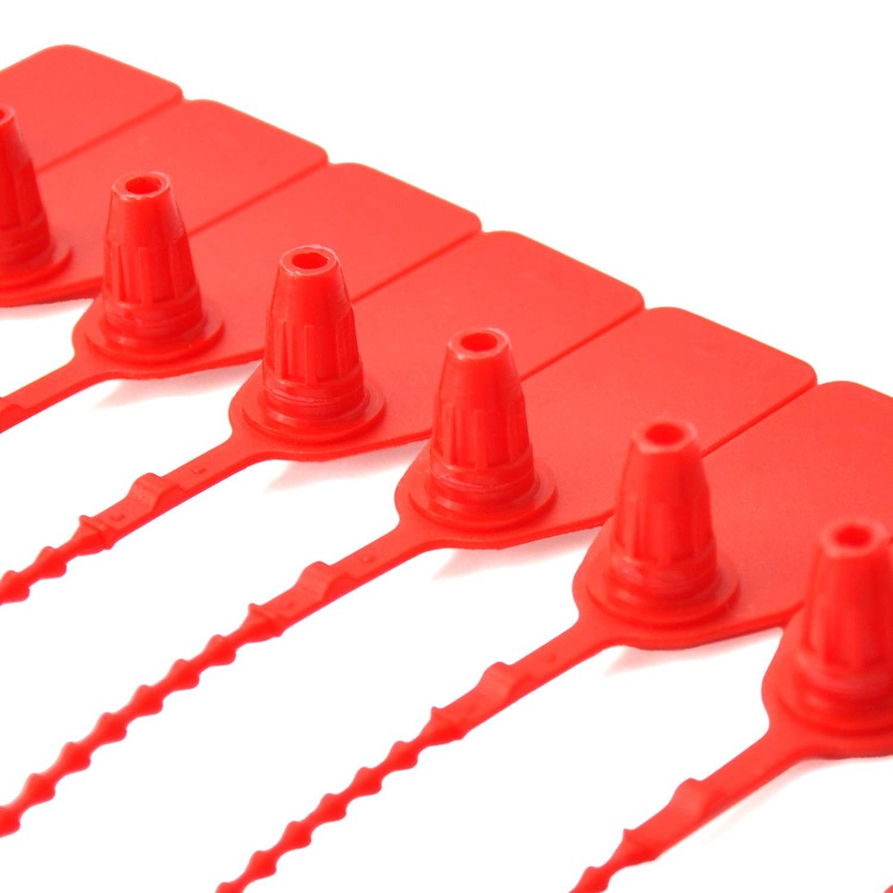 (R) 100 Plastic Tamper Seals Zip Ties for Fire Extinguishers Pull Tite Security