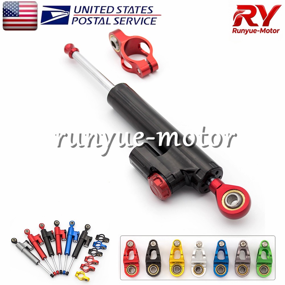 Adjust Steering Damper Stabilizer Linear Control Universal Aluminum Black+Red