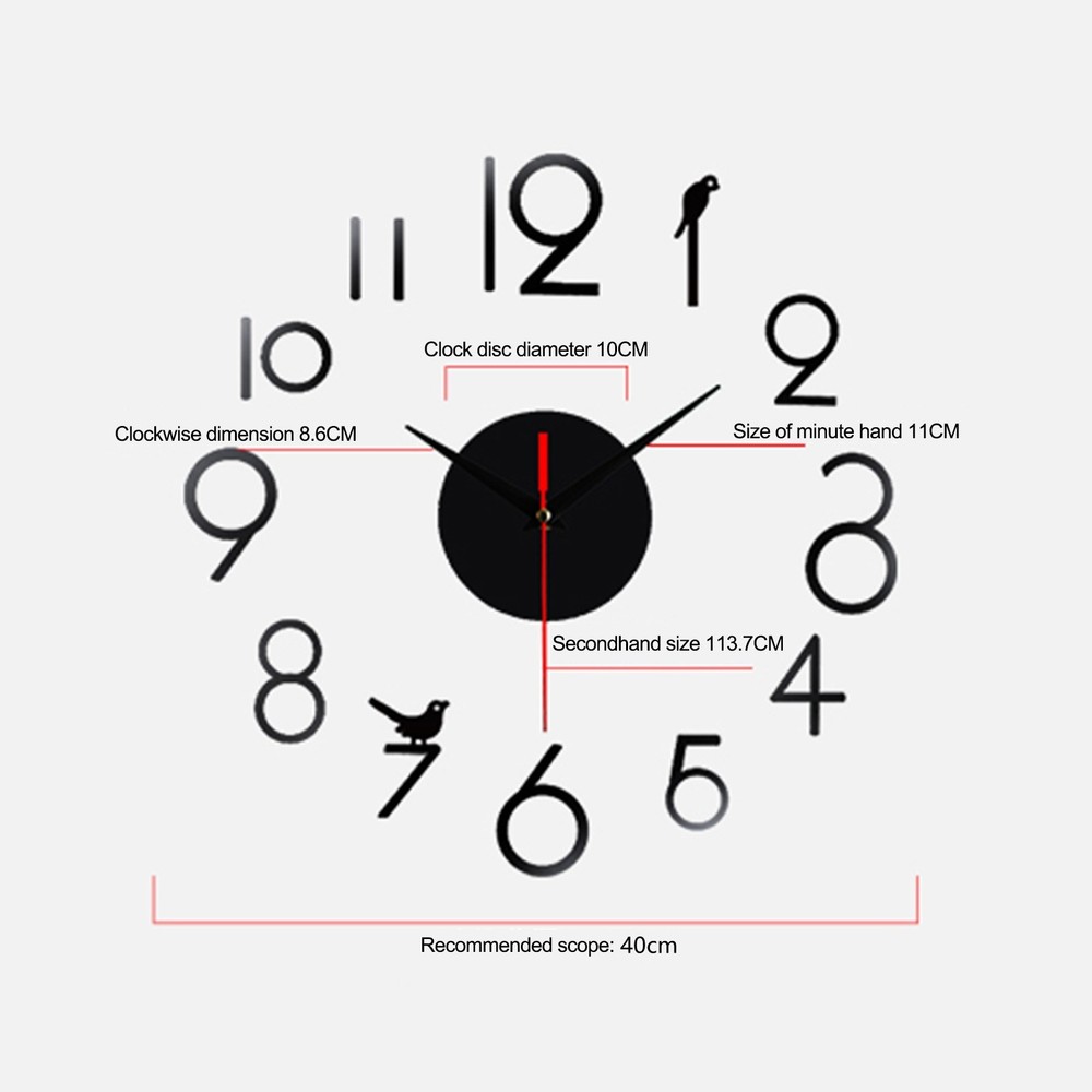 High Quality Wall Clock Stickers Functionality Silent Without Batteries