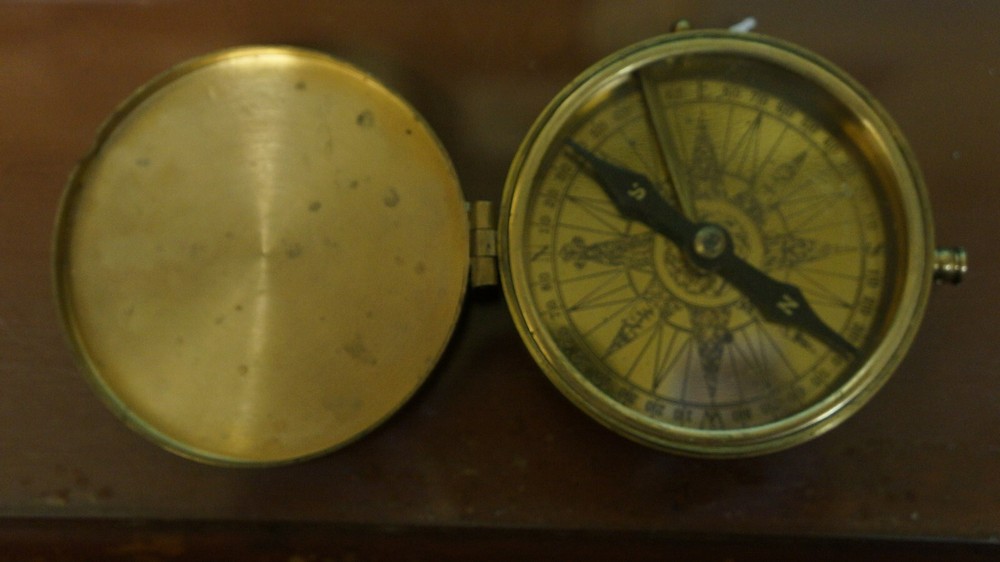 Old Brass Compass Direction Finder