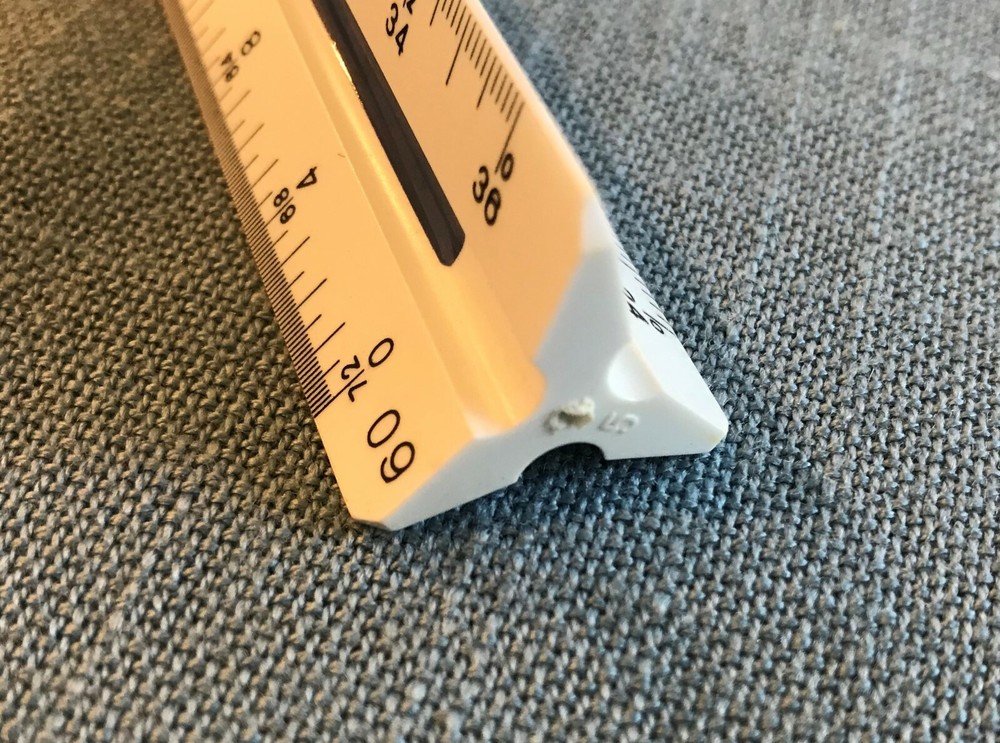 Staedtler-Mars 12” Triangular Scale Ruler 987 18-34 Engineer Germany Color Bars